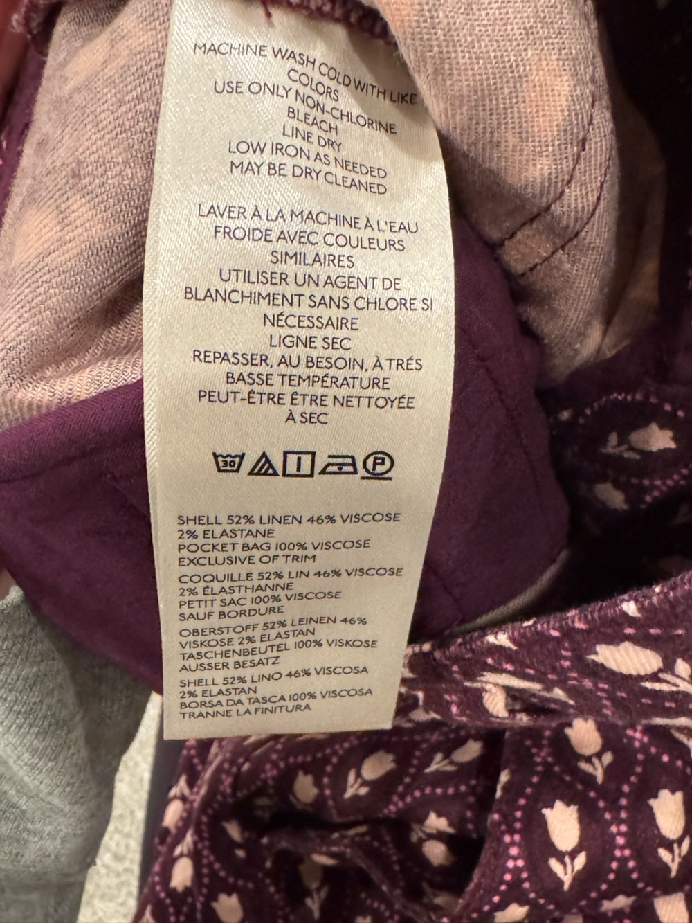 Anthropologie Maeve The Naomi Linen blend tulip print Wide-Leg Flare Pant size 2 - Picture 9 of 10